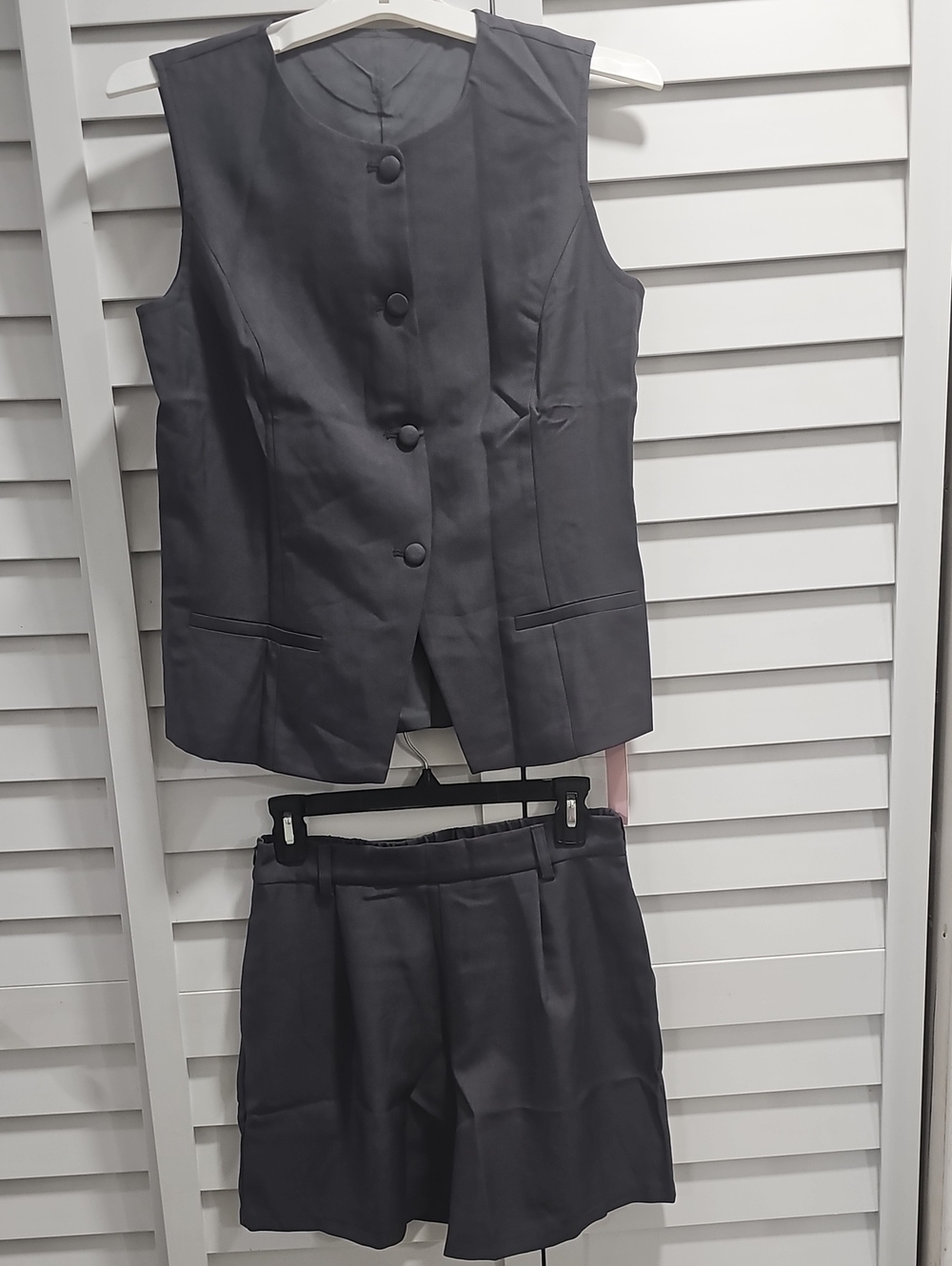 Casly Lamiit Sleeveless Tailored Vest and Shorts Set - Charcoal Gray